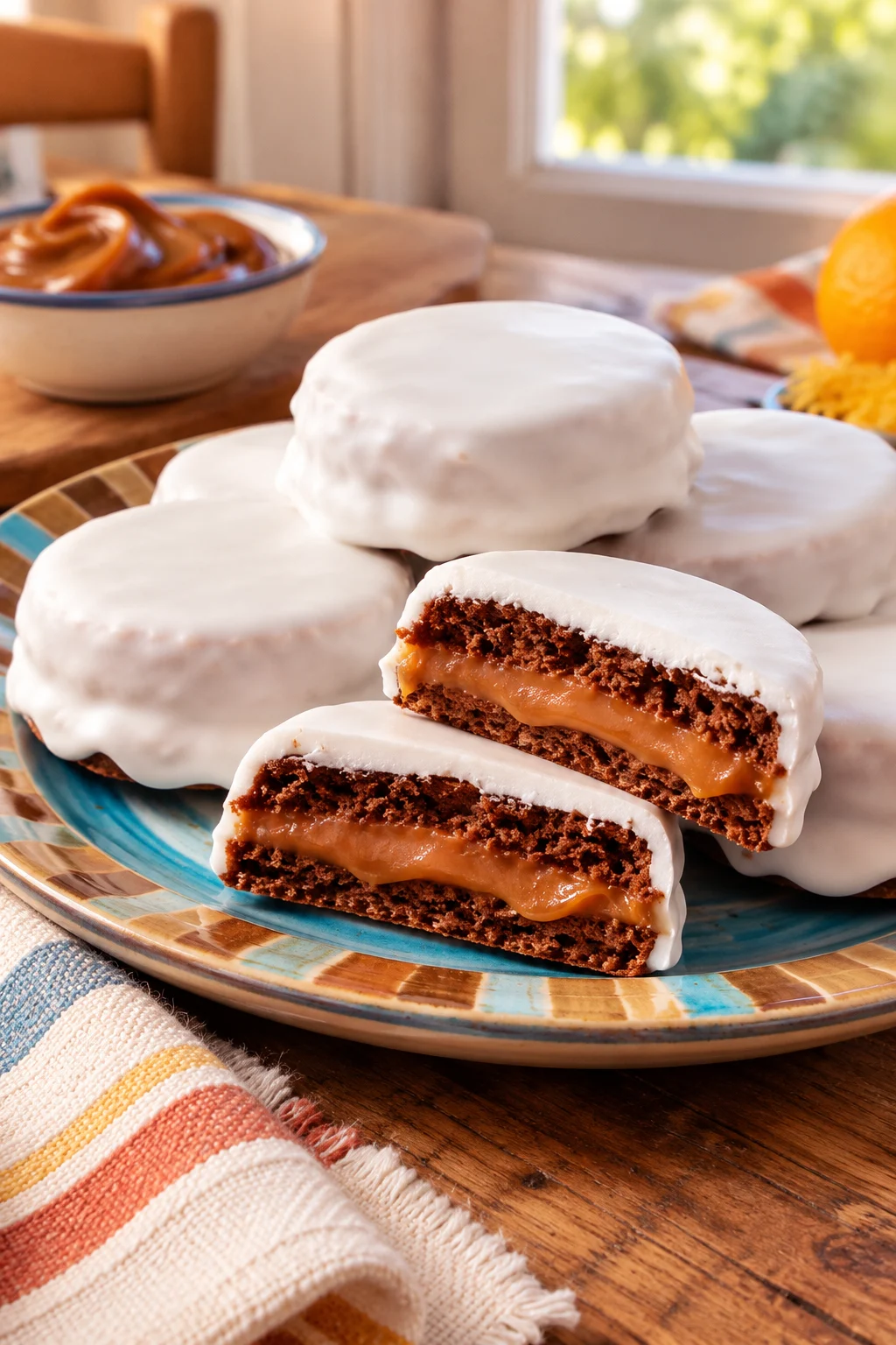Alfajores de nieve: Alfajor de nieve con textura suave y cobertura brillante