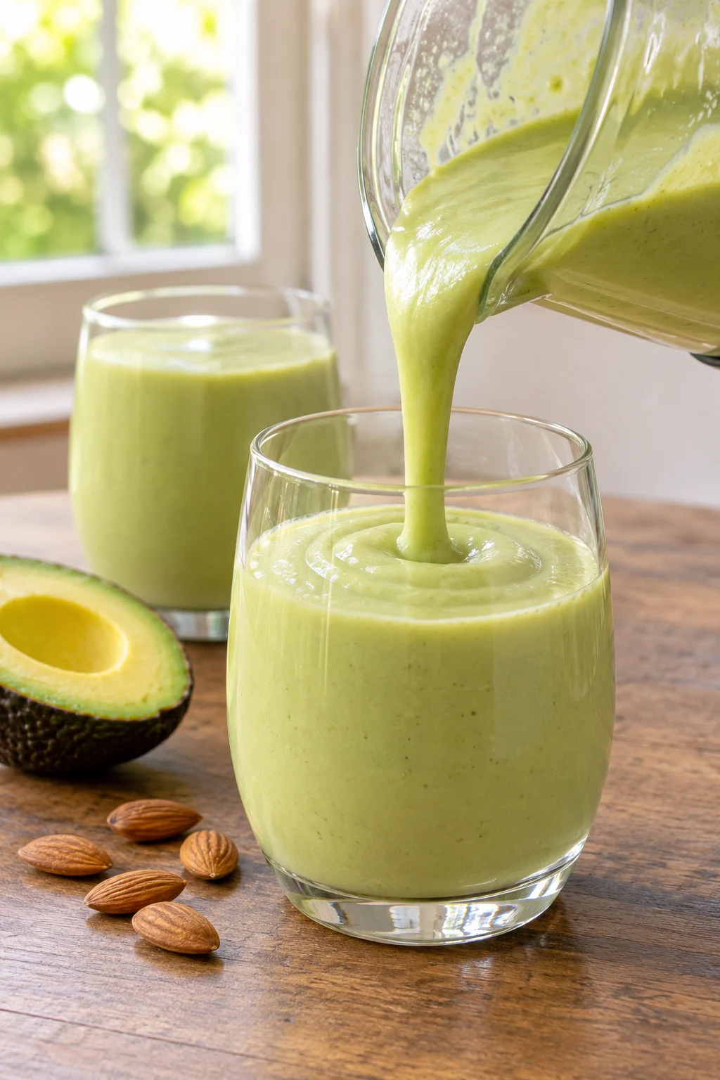 Batido de aguacate servido en un vaso