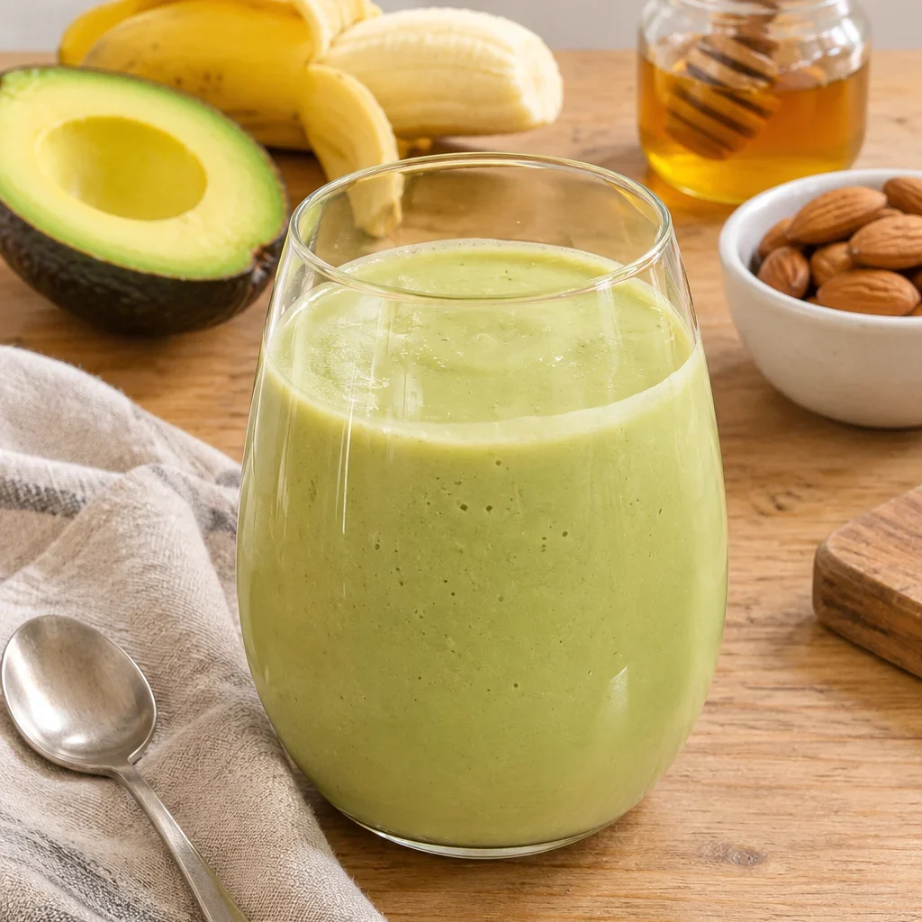 Batido de aguacate cremoso con plátano y almendras