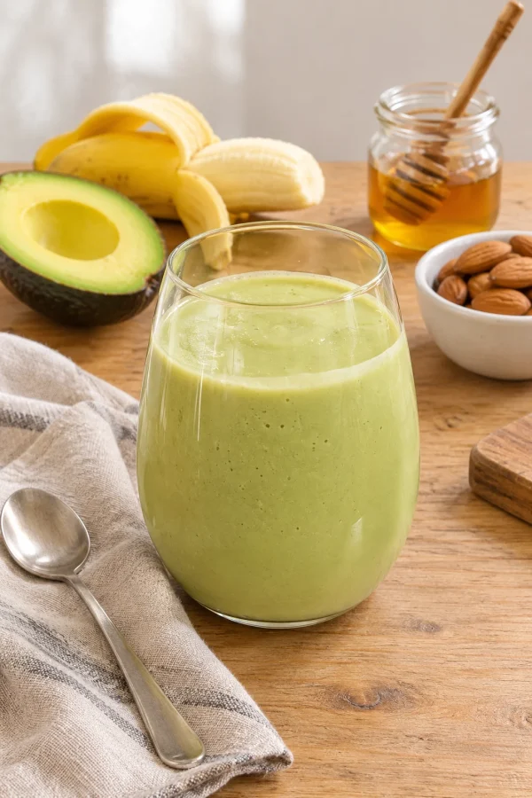 Batido de aguacate cremoso con plátano y almendras