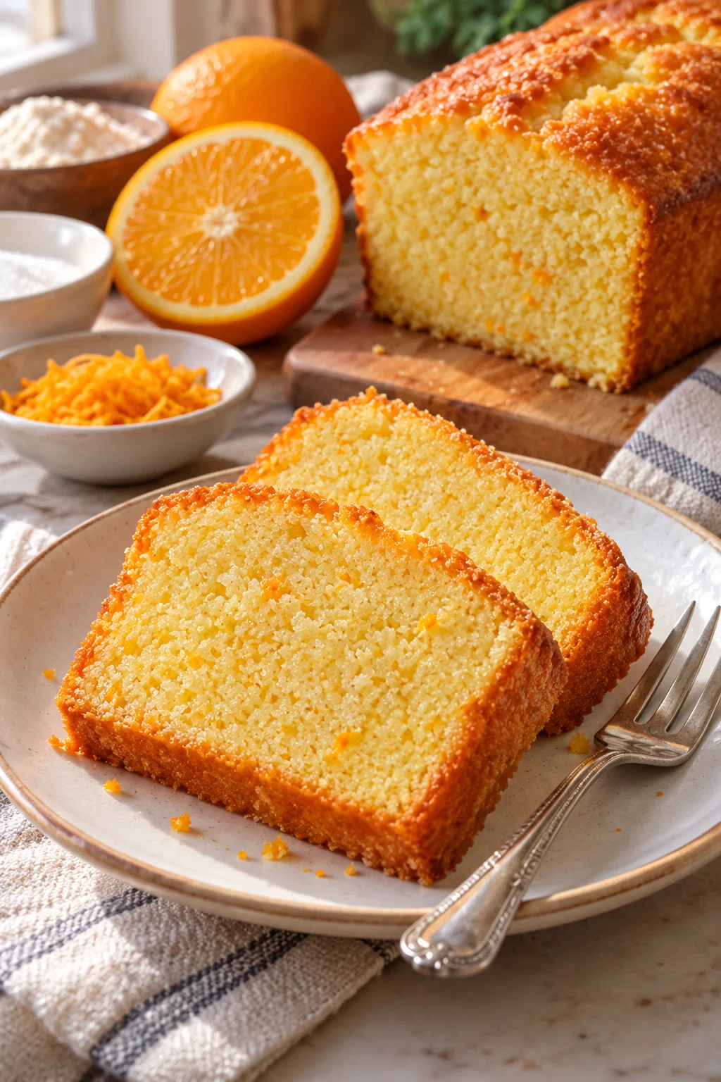 Close-up de bizcocho de naranja esponjoso