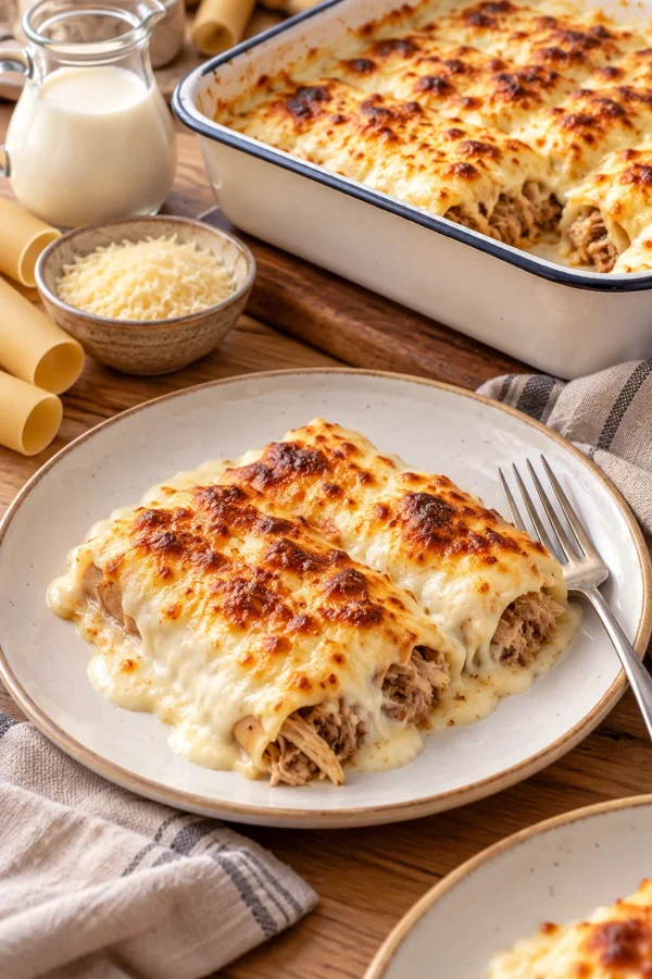 Canelones de aprovechamiento con carne de ternera y pollo