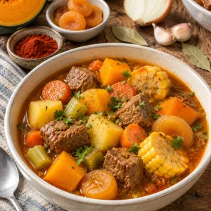 Deliciosa carbonada criolla con carne y verduras