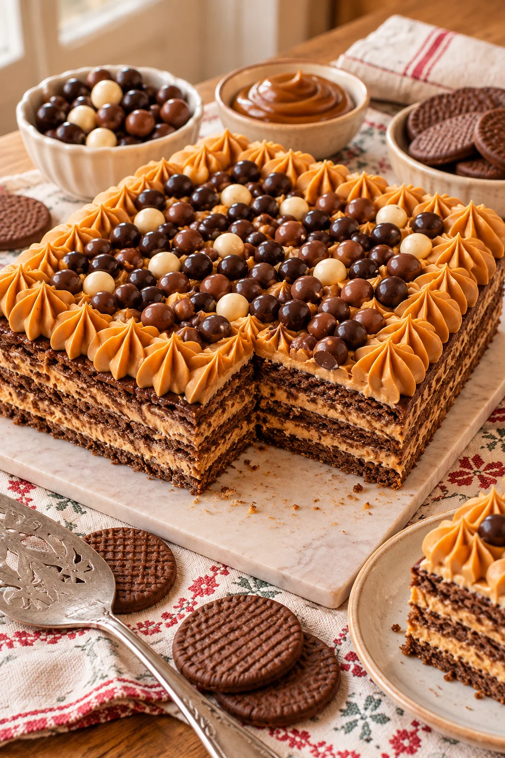Chocotorta argentina con capas de galletas y crema
