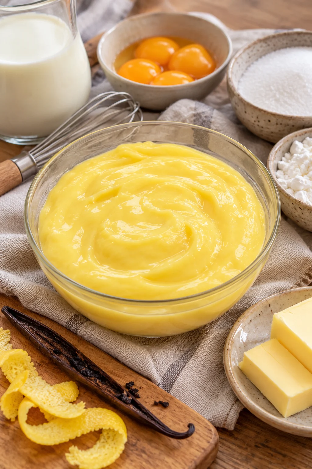 Crema pastelera casera con vainilla y limón