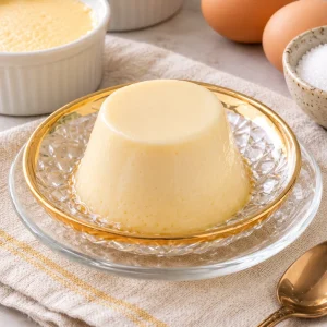 Flan casero con 2 huevos (sin horno) presentado elegantemente.