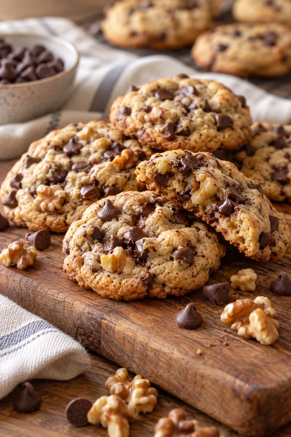 Galletas de mantequilla con chispas recién horneadas