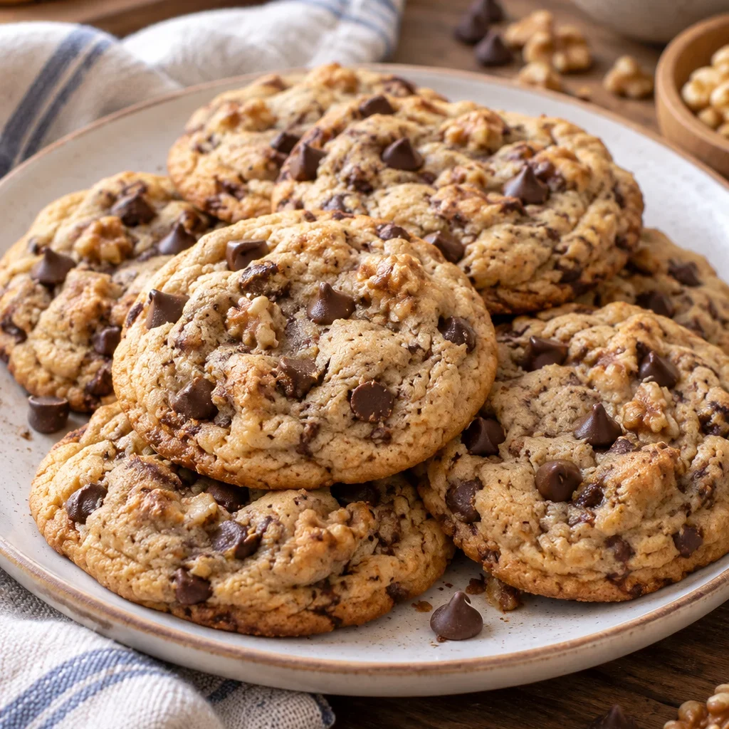 Galletas de mantequilla con chispas en un plato decorativo
