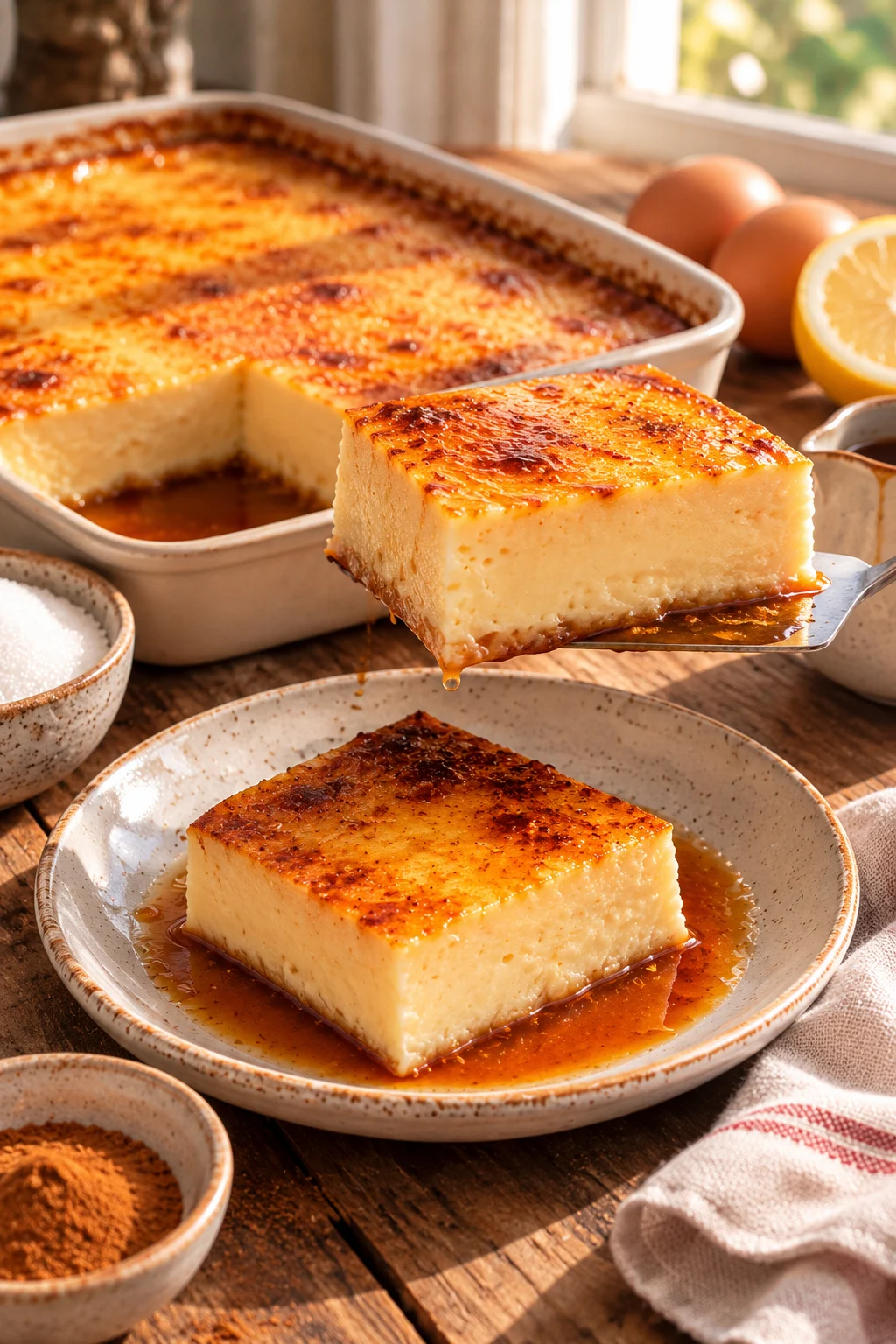 Close-up de leche asada con caramelo