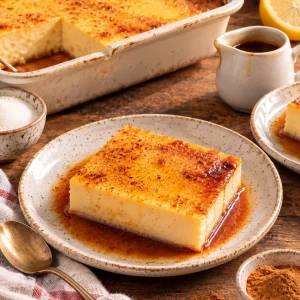 Leche asada con caramelo y sus ingredientes