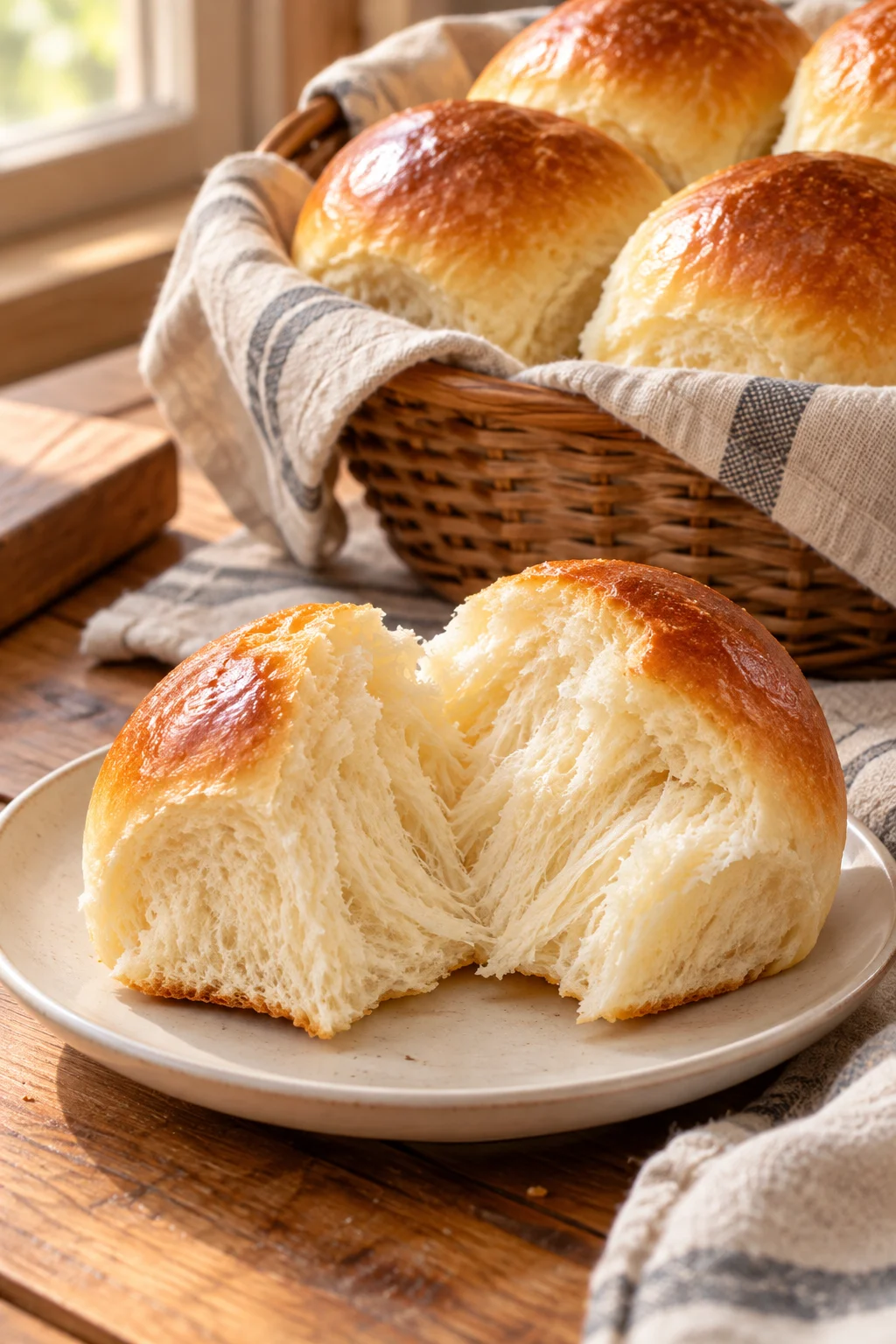 Pancitos de leche mostrando su textura esponjosa