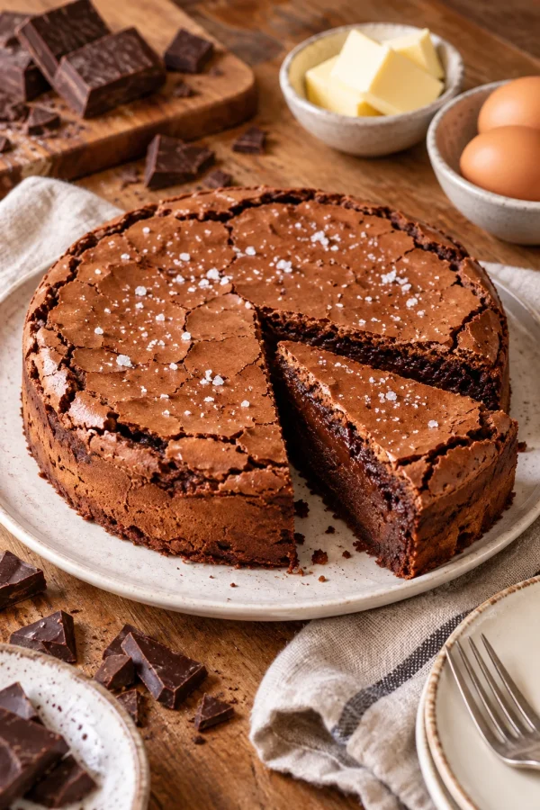 Pastel de chocolate cremoso en un plato decorado