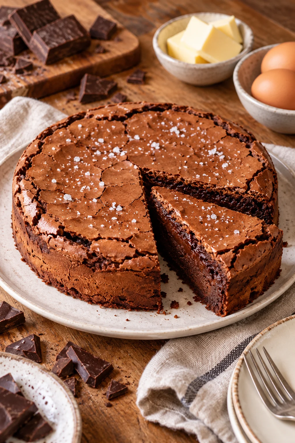 Pastel de chocolate cremoso en un plato decorado
