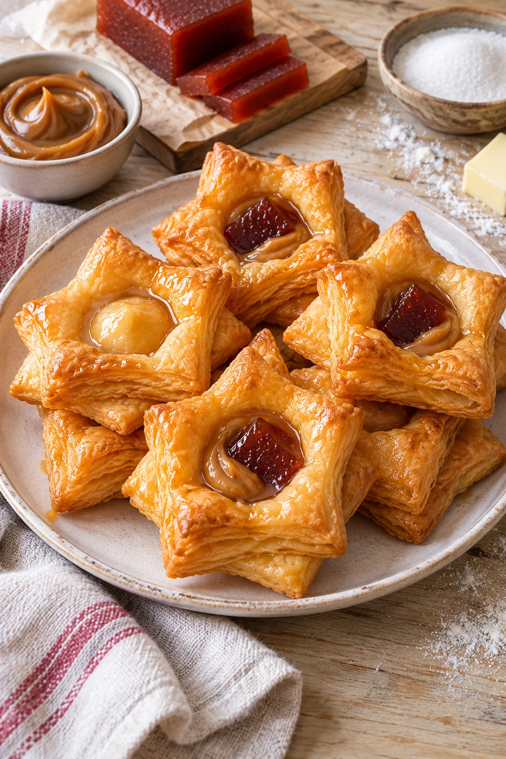 Deliciosos pastelitos criollos rellenos de dulce de leche y membrillo.