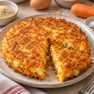 Tortilla de zanahoria y queso servida con ingredientes frescos