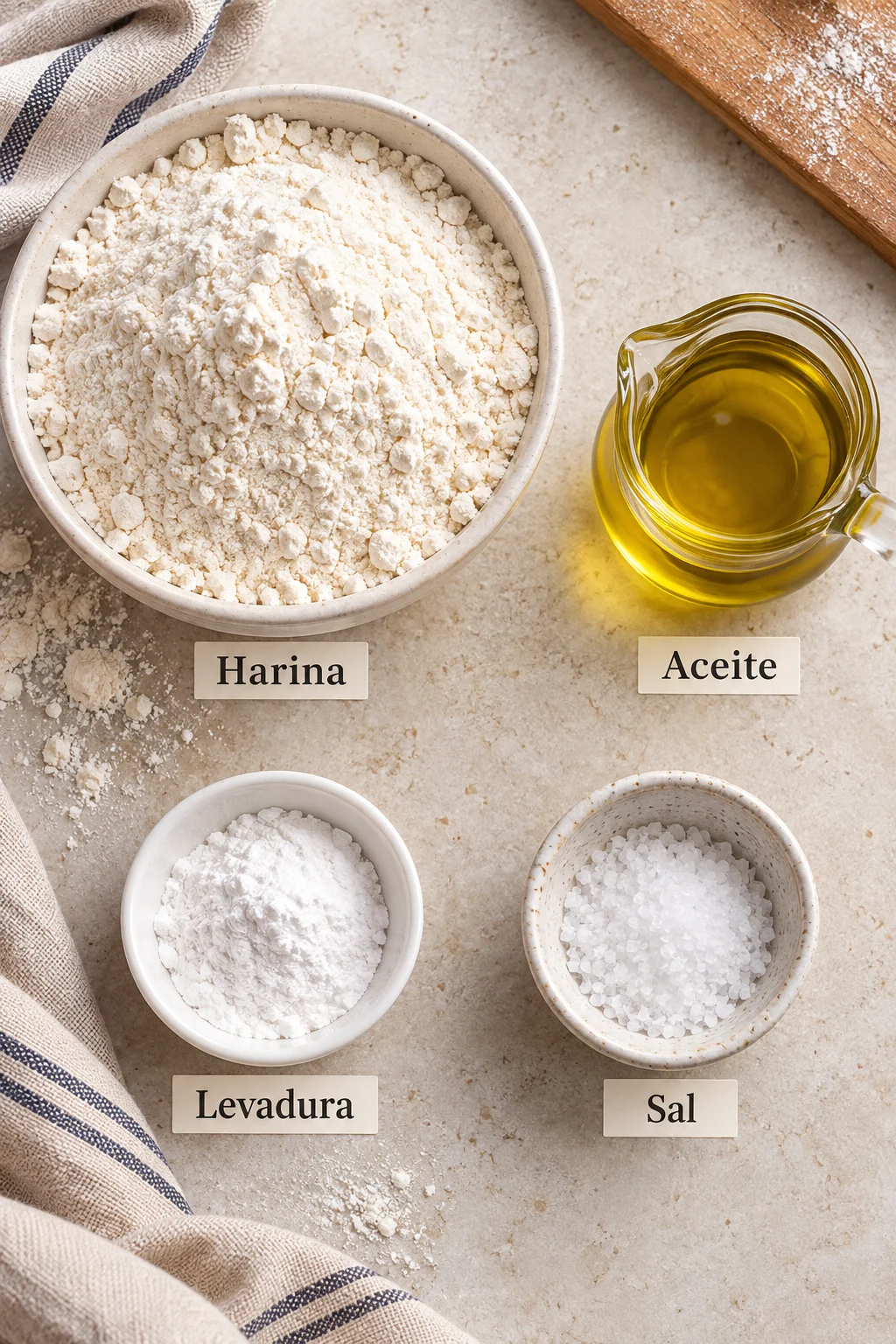 Ingredientes etiquetados para tortillas de harina para fajitas.